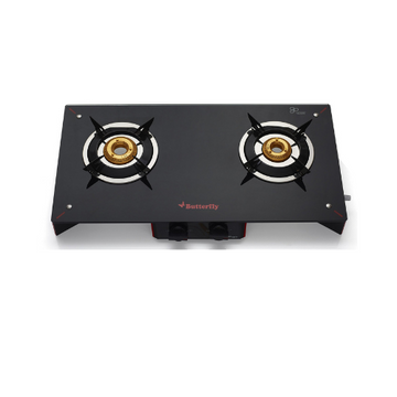 Butterfly Prism Glass 2 Burner Gas Stove | Black & Red