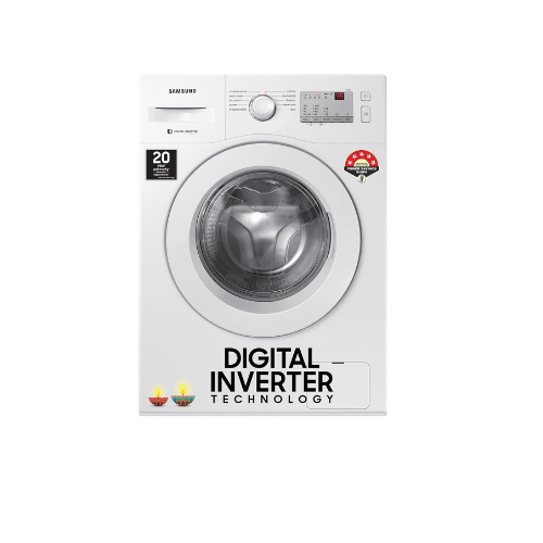 Samsung 5 star, Digital Inverter Motor, Fully-Automatic Front Load Washing Machine (WW60R20GLMA/TL, Hygiene Steam, DA WHITE)