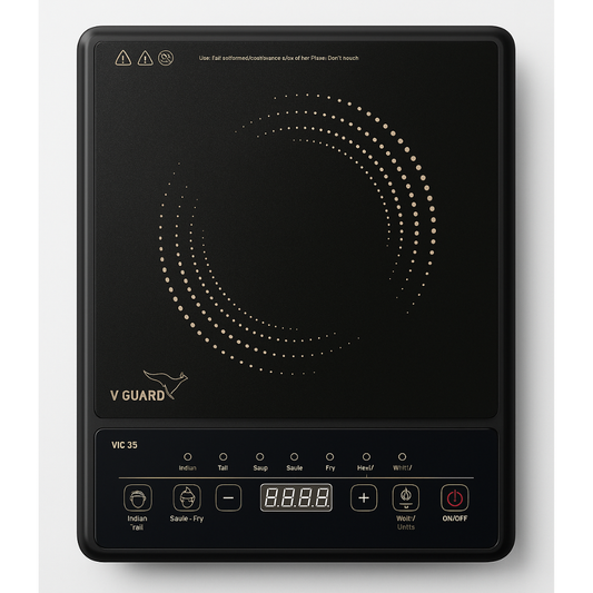 V-Guard VIC 35 1600W Induction Cooktop – Smart Touch Control, 7 Preset Cooking Modes, Overheat Protection, Energy-Efficient Kitchen Stove